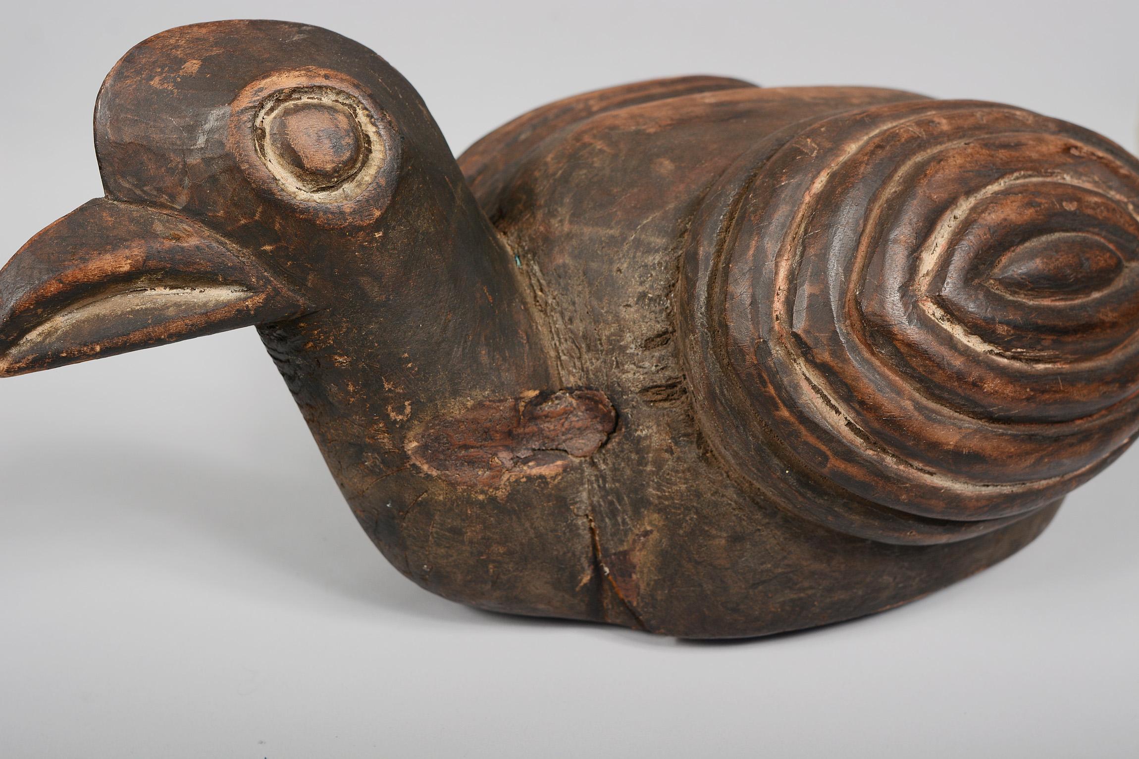African Cameroon Bamileke Carved Wood Bird Headdress Mask In Good Condition In San Mateo, CA