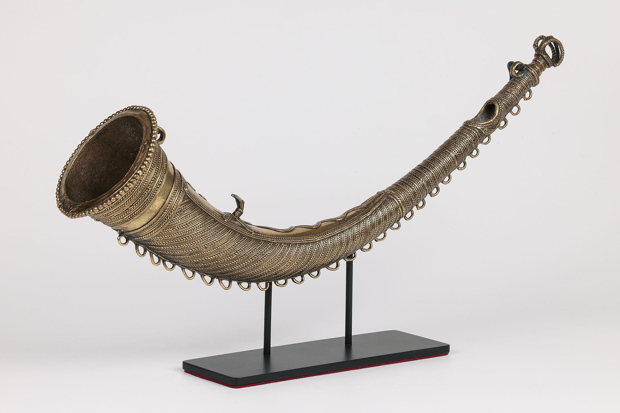 African Cameroon Lost Wax Brass Hunting Horn 3