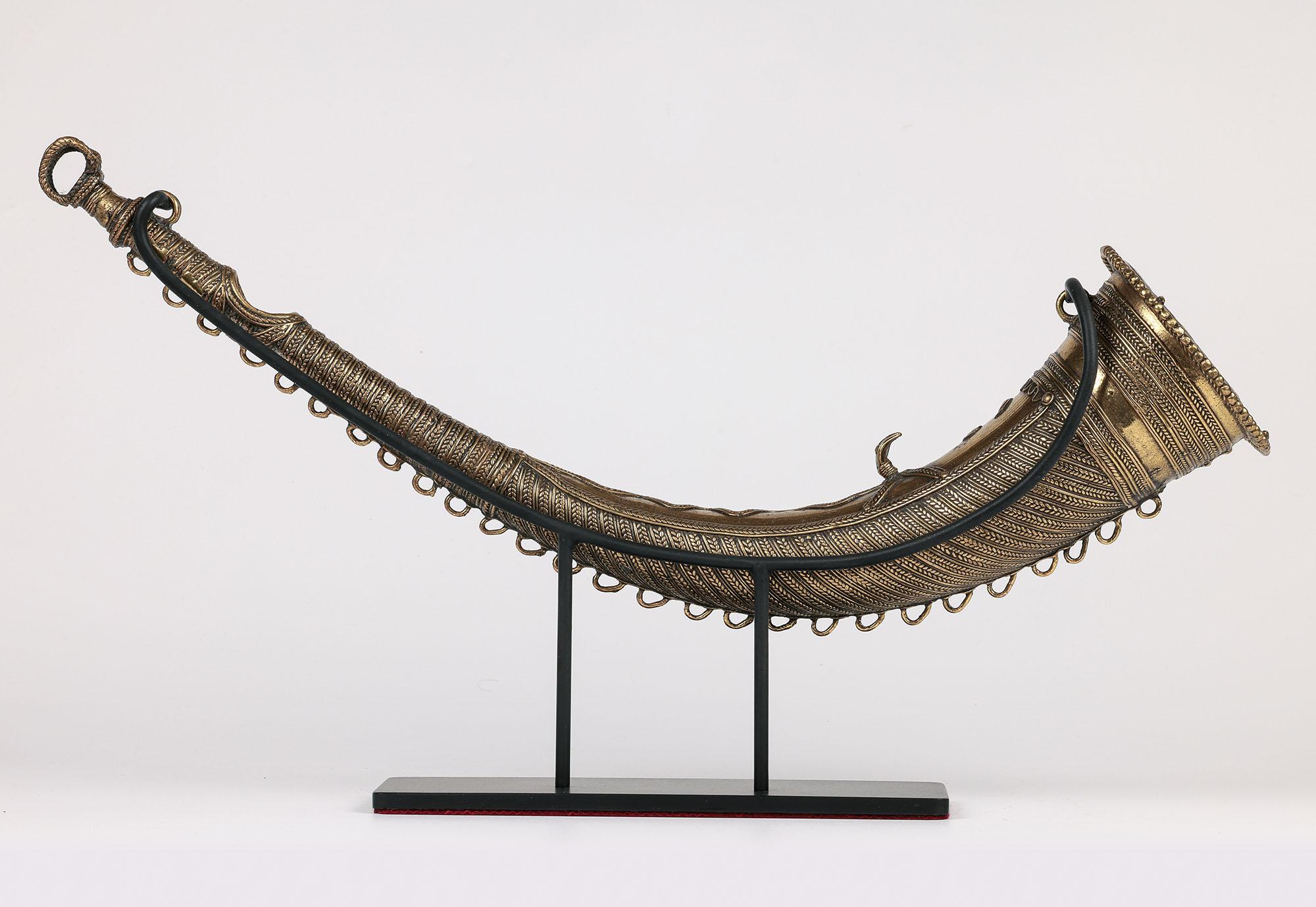 African Cameroon Lost Wax Brass Hunting Horn 6