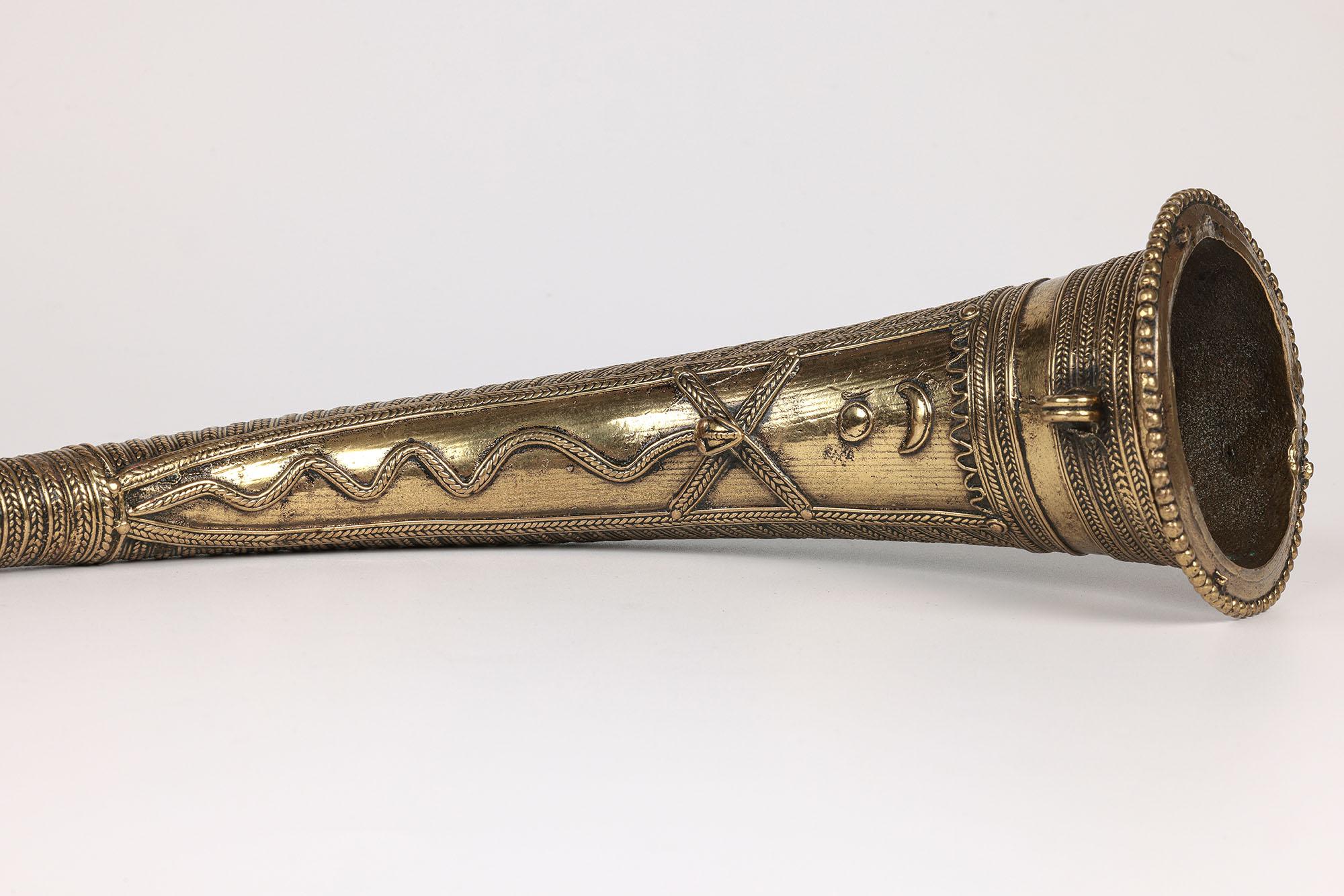 African Cameroon Lost Wax Brass Hunting Horn 7