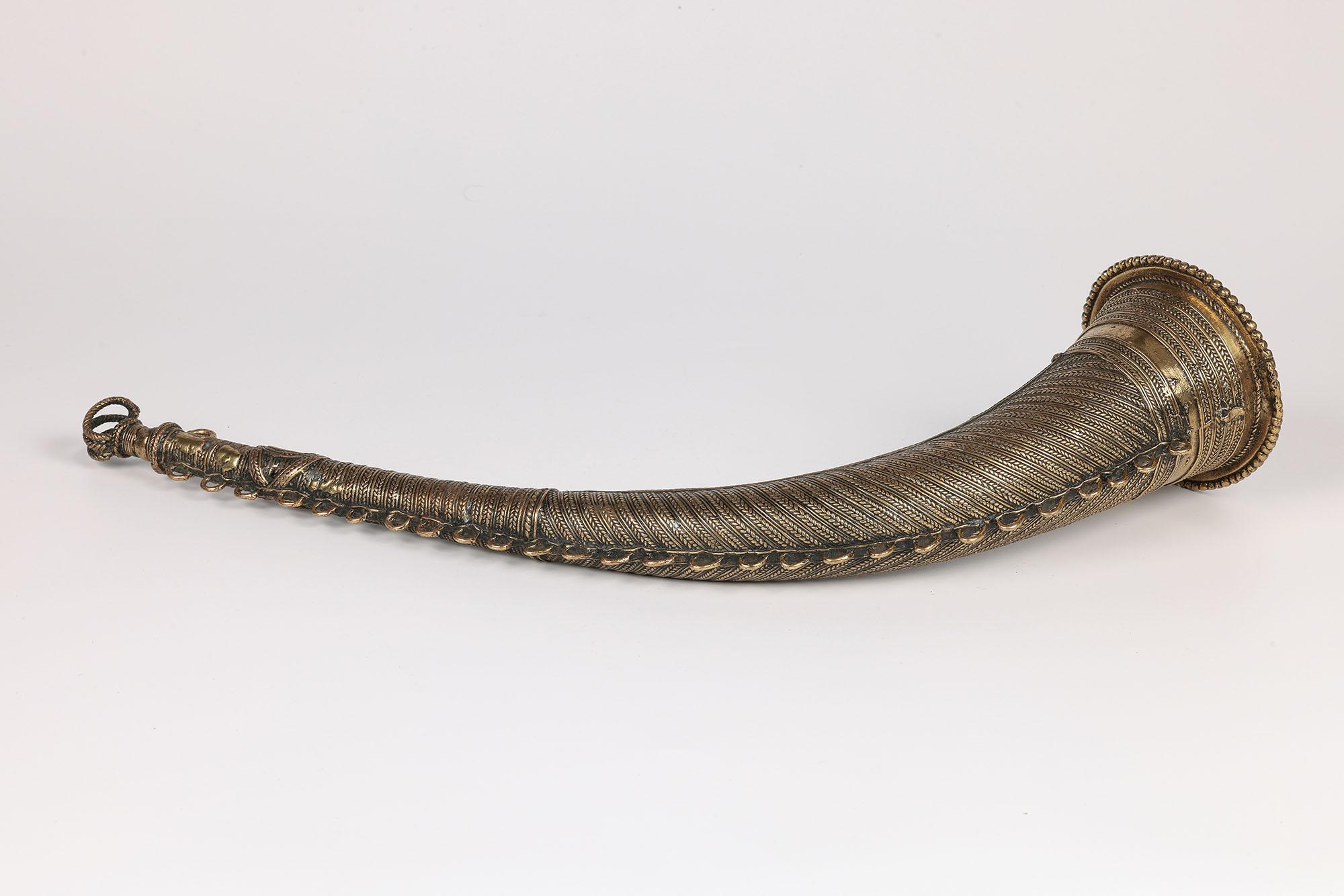 African Cameroon Lost Wax Brass Hunting Horn 8