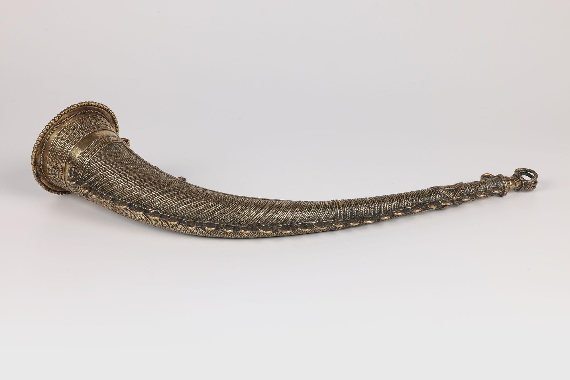 African Cameroon Lost Wax Brass Hunting Horn 9