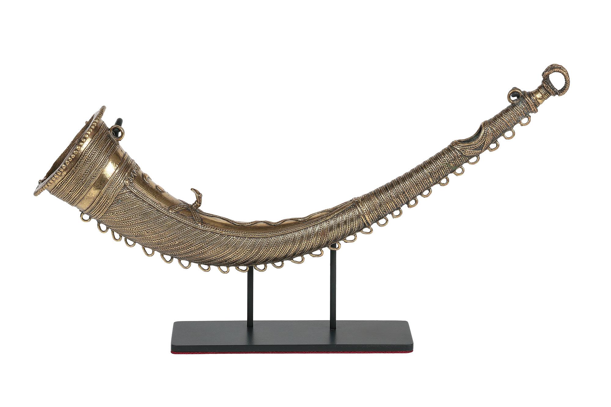 African Cameroon Lost Wax Brass Hunting Horn 11