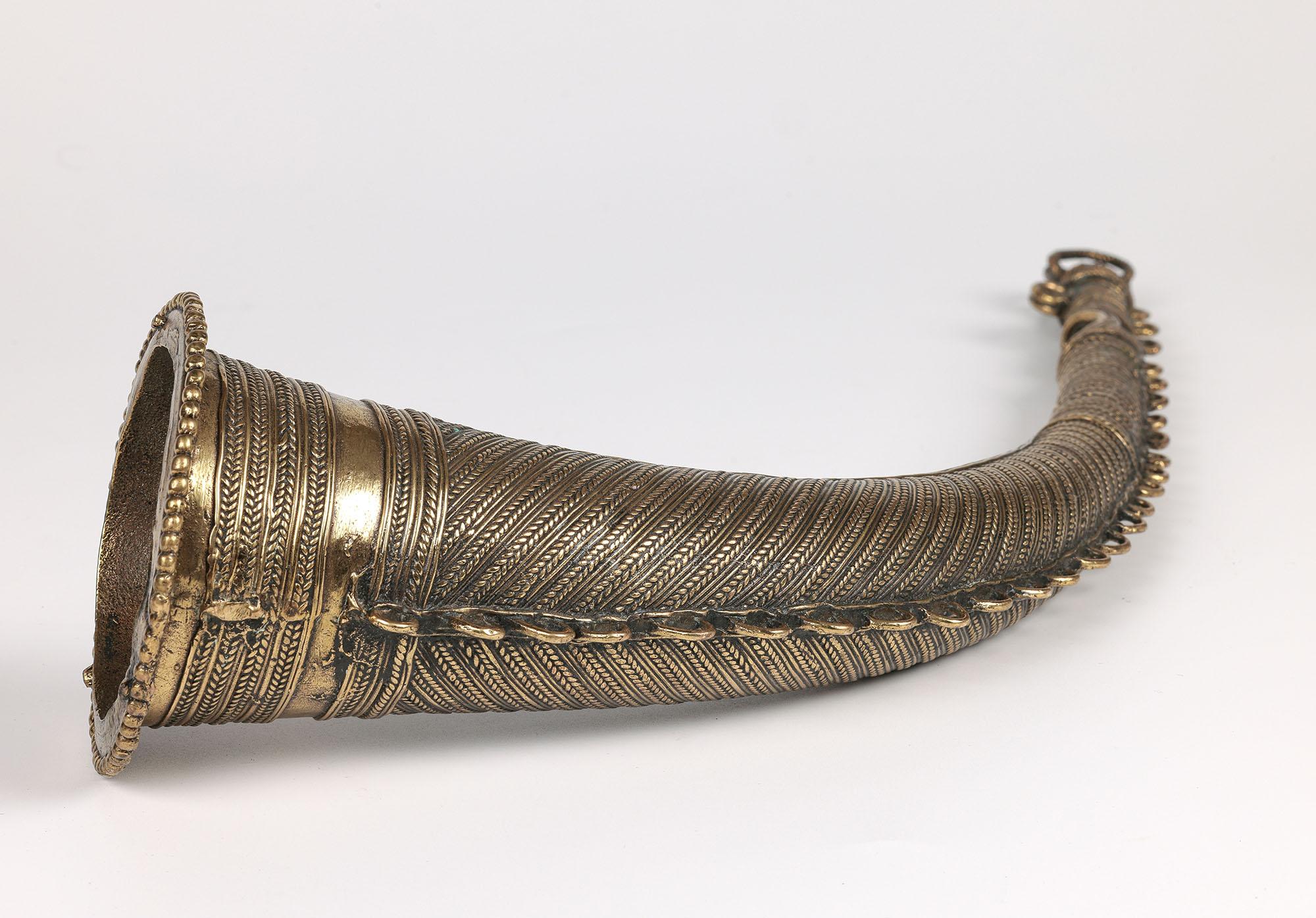 Cameroonian African Cameroon Lost Wax Brass Hunting Horn