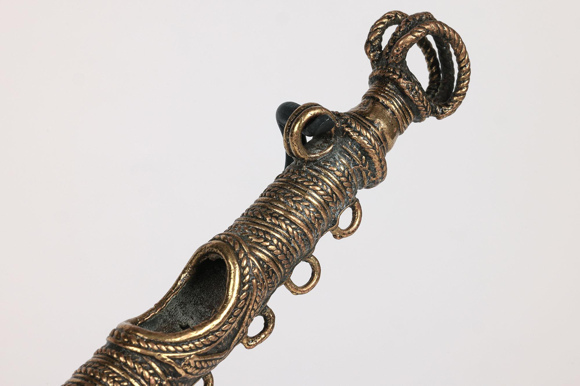 Hand-Crafted African Cameroon Lost Wax Brass Hunting Horn