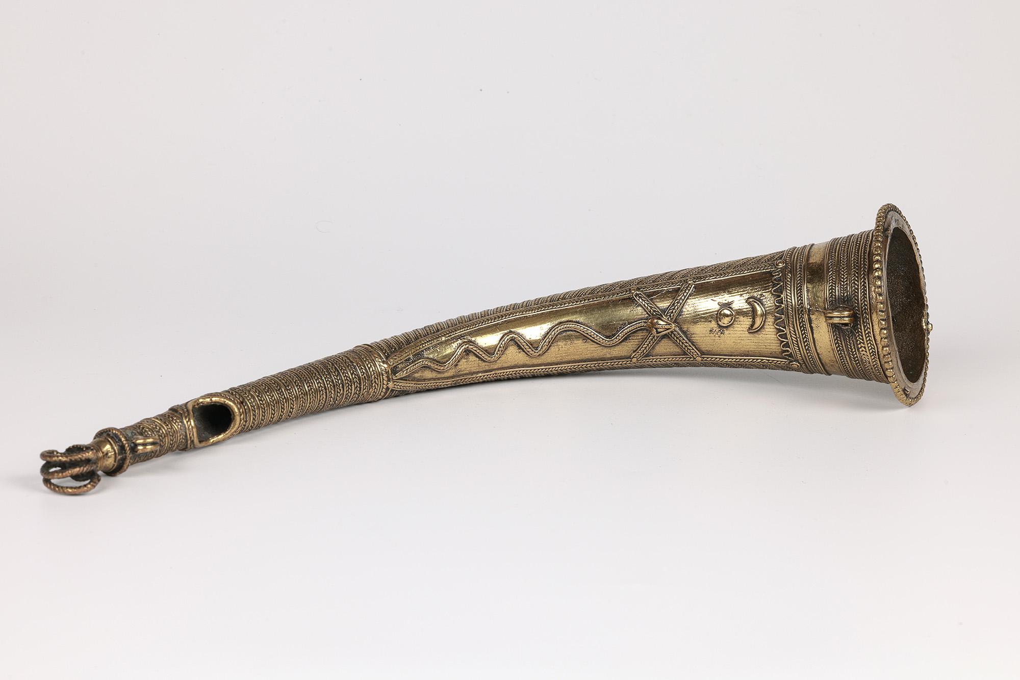 African Cameroon Lost Wax Brass Hunting Horn 2
