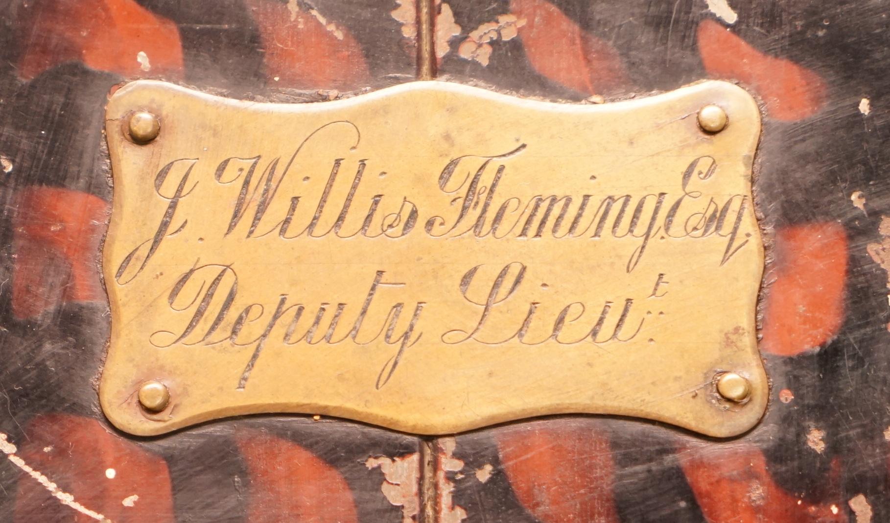 English African Campaign Military Metal Chest Luggage J Willis Fleming Esq Deputy Lieut