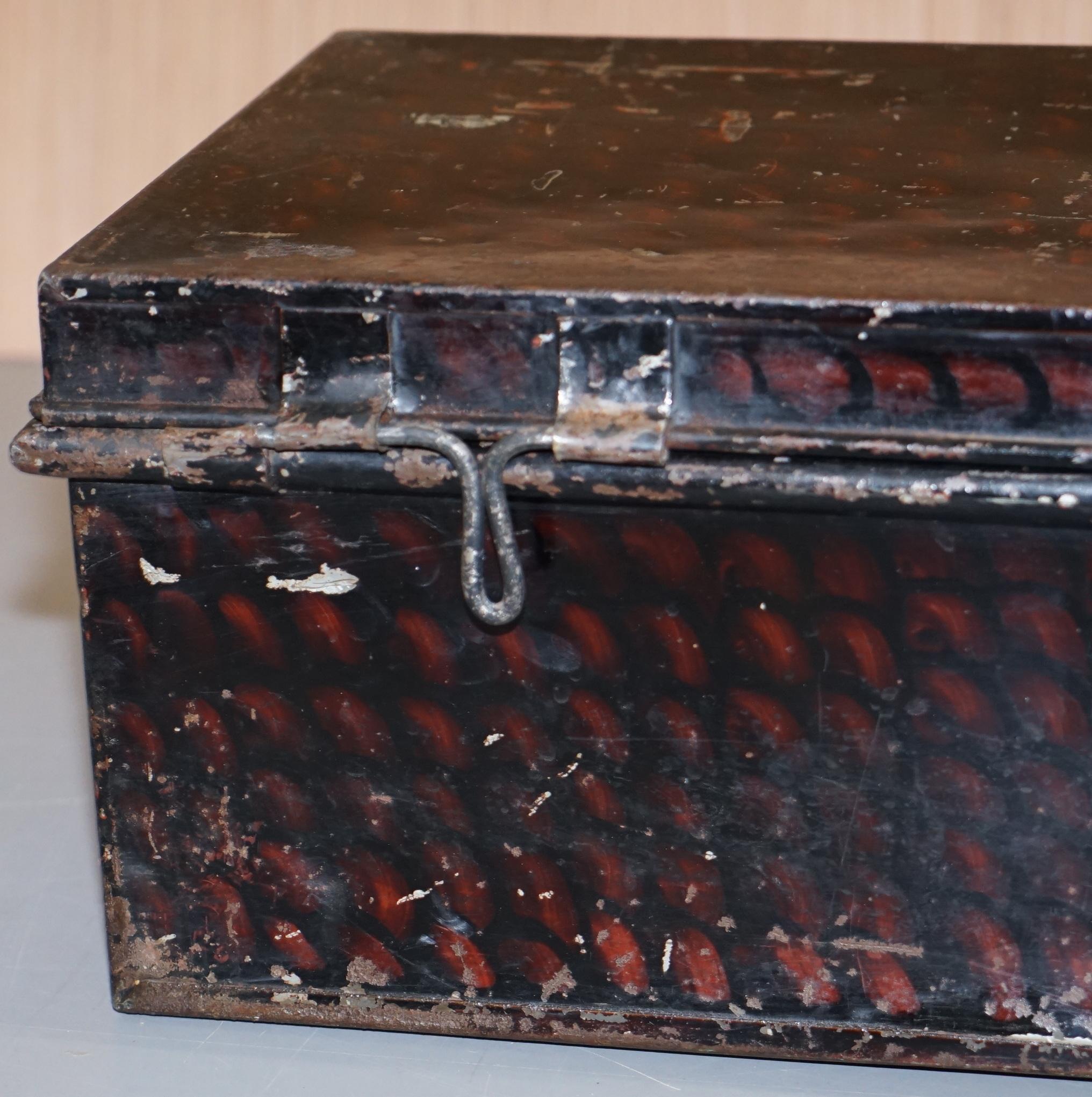Steel African Campaign Military Metal Chest Luggage J Willis Fleming Esq Deputy Lieut For Sale