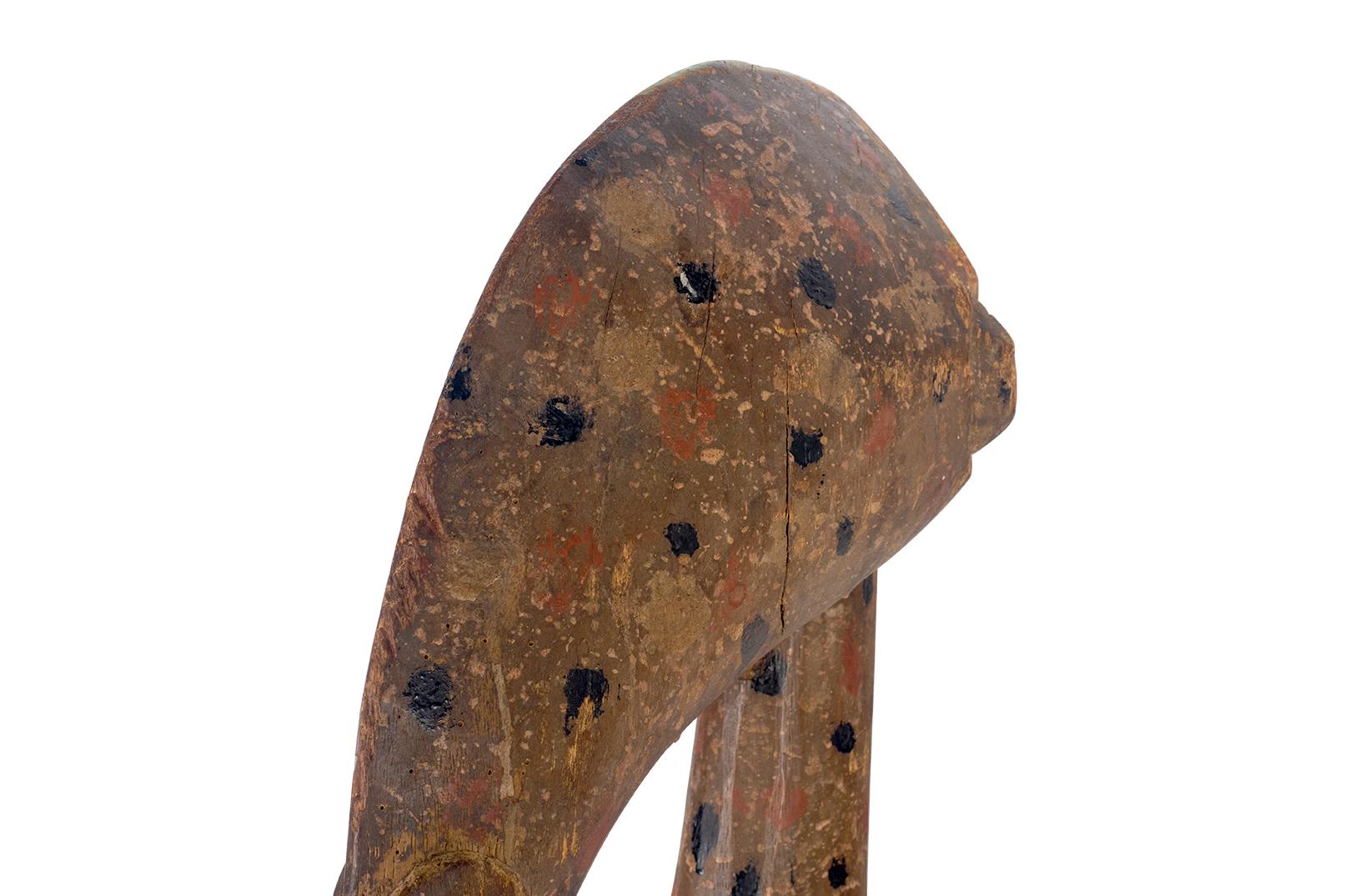Organic Modern African Carved and Painted Bird Shield For Sale