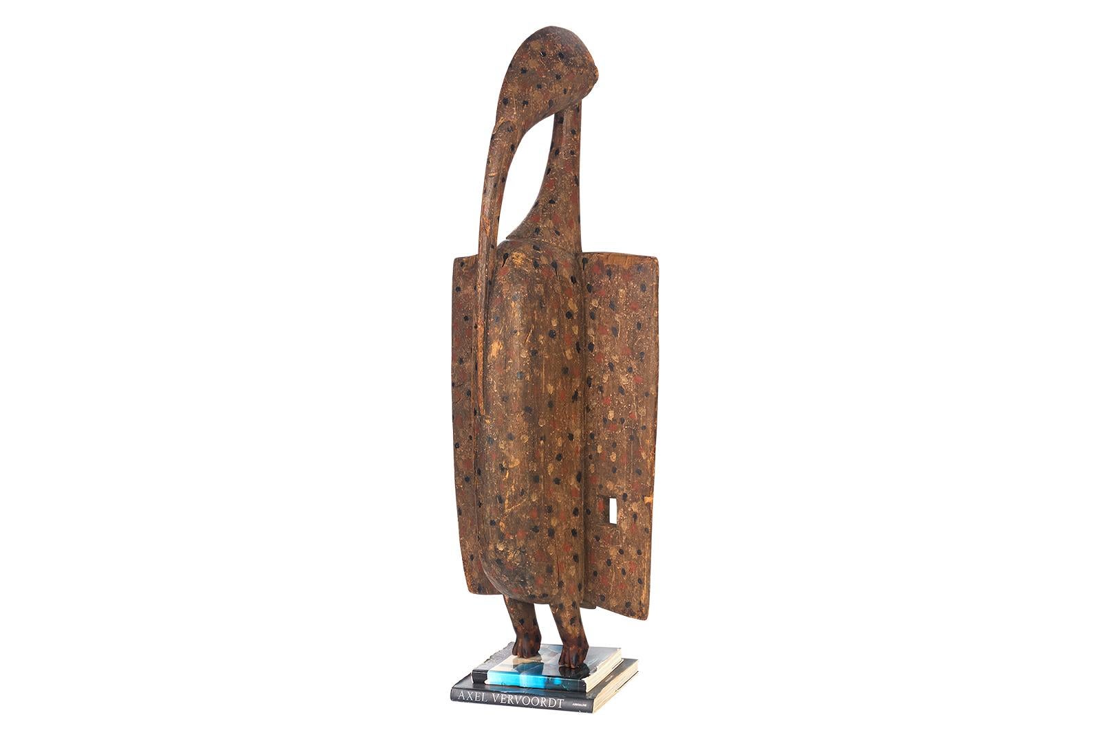 20th Century African Carved and Painted Bird Shield For Sale