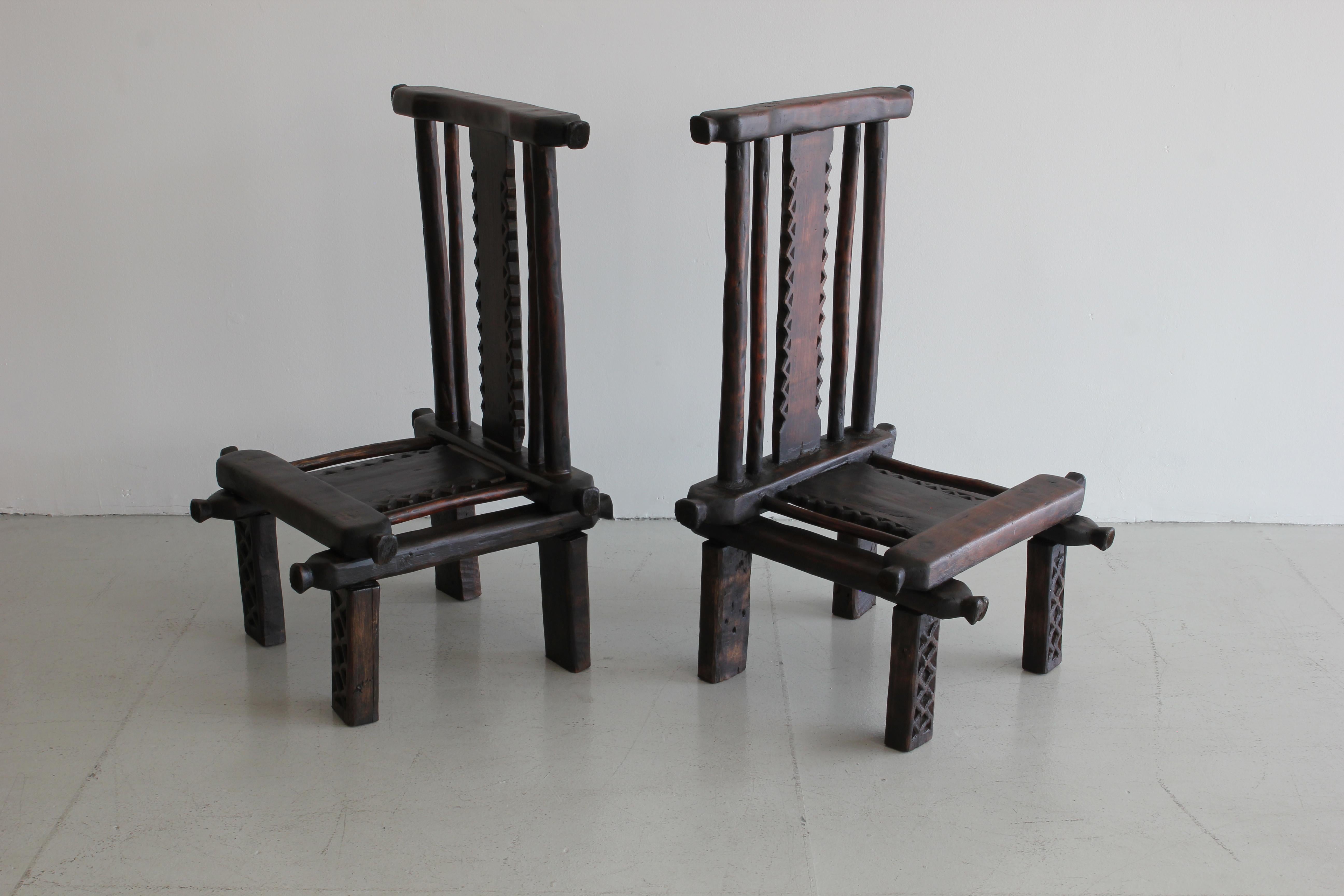 African Carved Chairs In Good Condition In Beverly Hills, CA