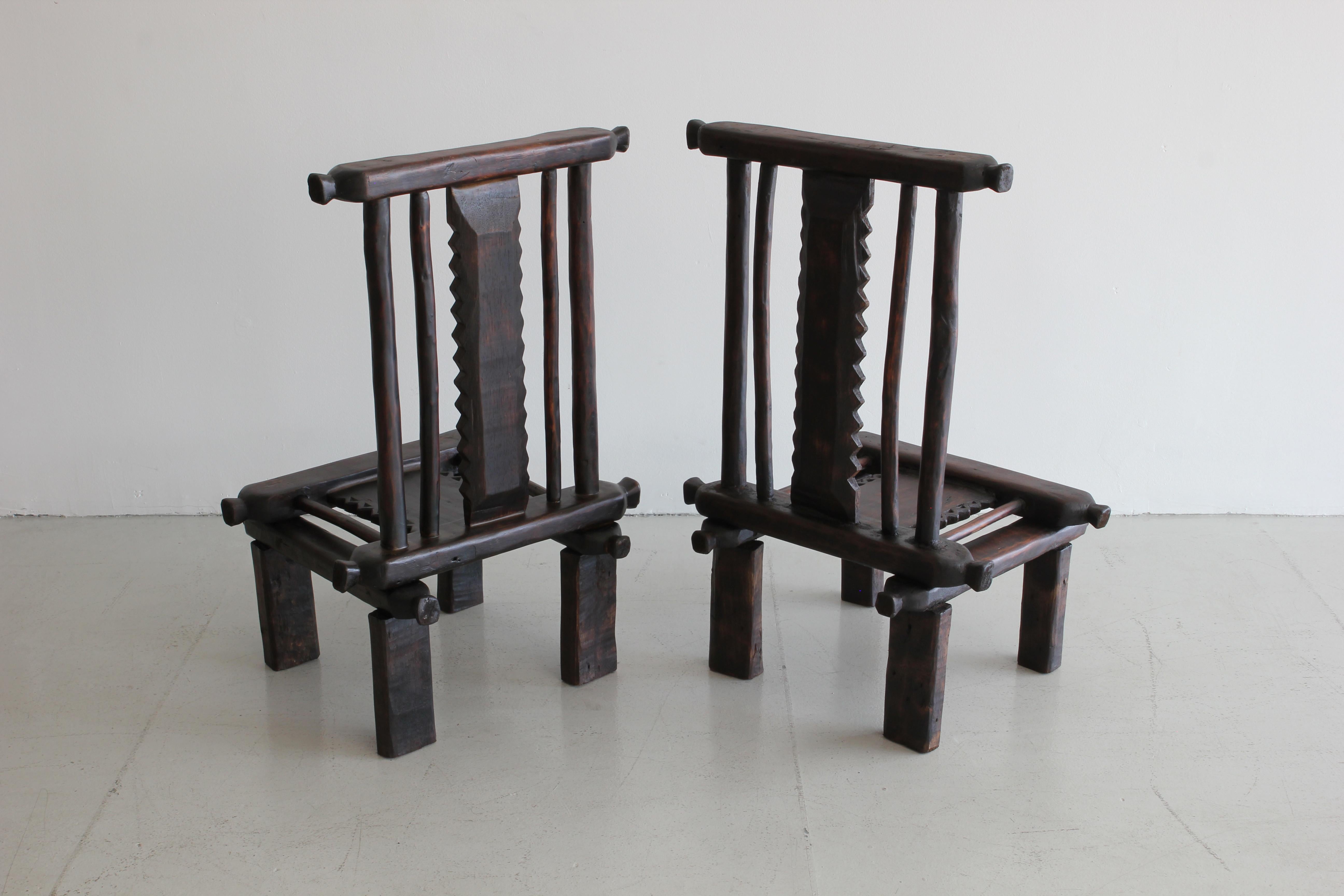 Wood African Carved Chairs