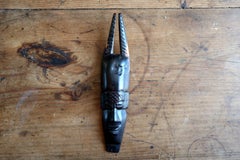 African Carved Ebonized Wood Mask, Twin-Horn Crest, West Africa, 20th C. - 2C92