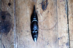 African Carved Ebonized Wood Mask, West Africa, Mid-20th Century — 20 cm - 2C91