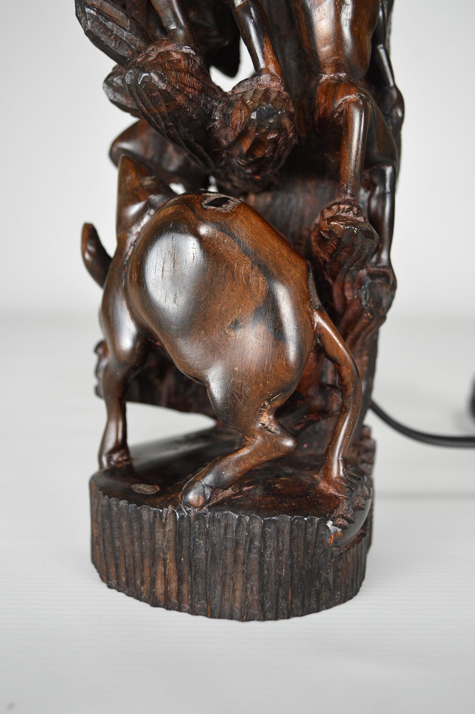 African Carved Ebony Lamp For Sale 4