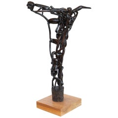 African Carved Ebony Sculpture "Tree Of Life"