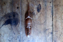 African Carved Hardwood Mask, Baoulé Style, Single Horn, Côte d'Ivoire - 2C97