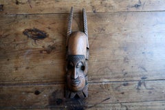 African Carved Hardwood Mask, Crown Crest & Scarification, Côte d'Ivoire - 2C96