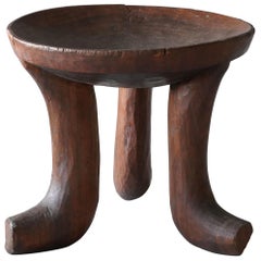 African, Carved Stool, Solid Teak, Africa, 20th Century