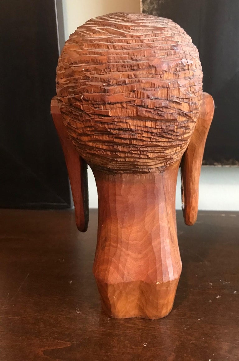 African Hand Carved Wood Head Bust Sculpture For Sale at 1stDibs
