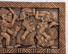 African Carved Wood Door Panel