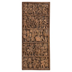 African Carved Wood Door Panel