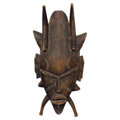 African Carved Wood Senufo Tribe Kpelie Mask, Ivory Coast