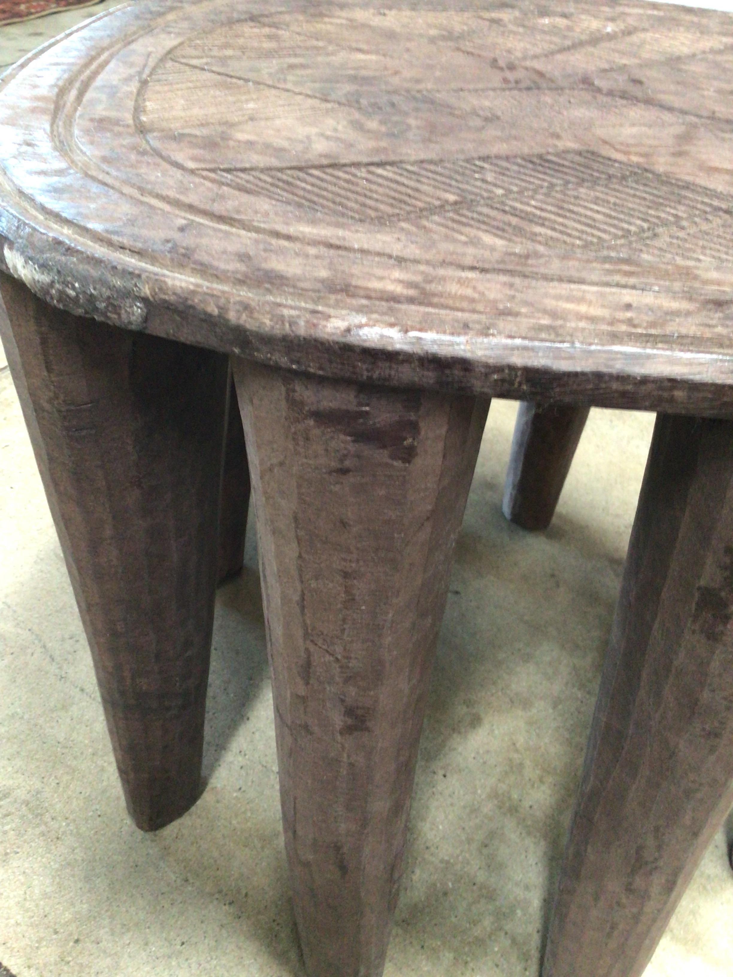 African Carved Wood Side Table In Good Condition In Los Angeles, CA