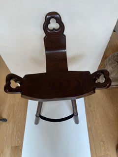 African Carved Wooden and Iron Stool