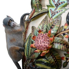 African Ceramic Monkey Urn by Ardmore