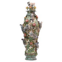 African Ceramic Monkey Urn by Ardmore