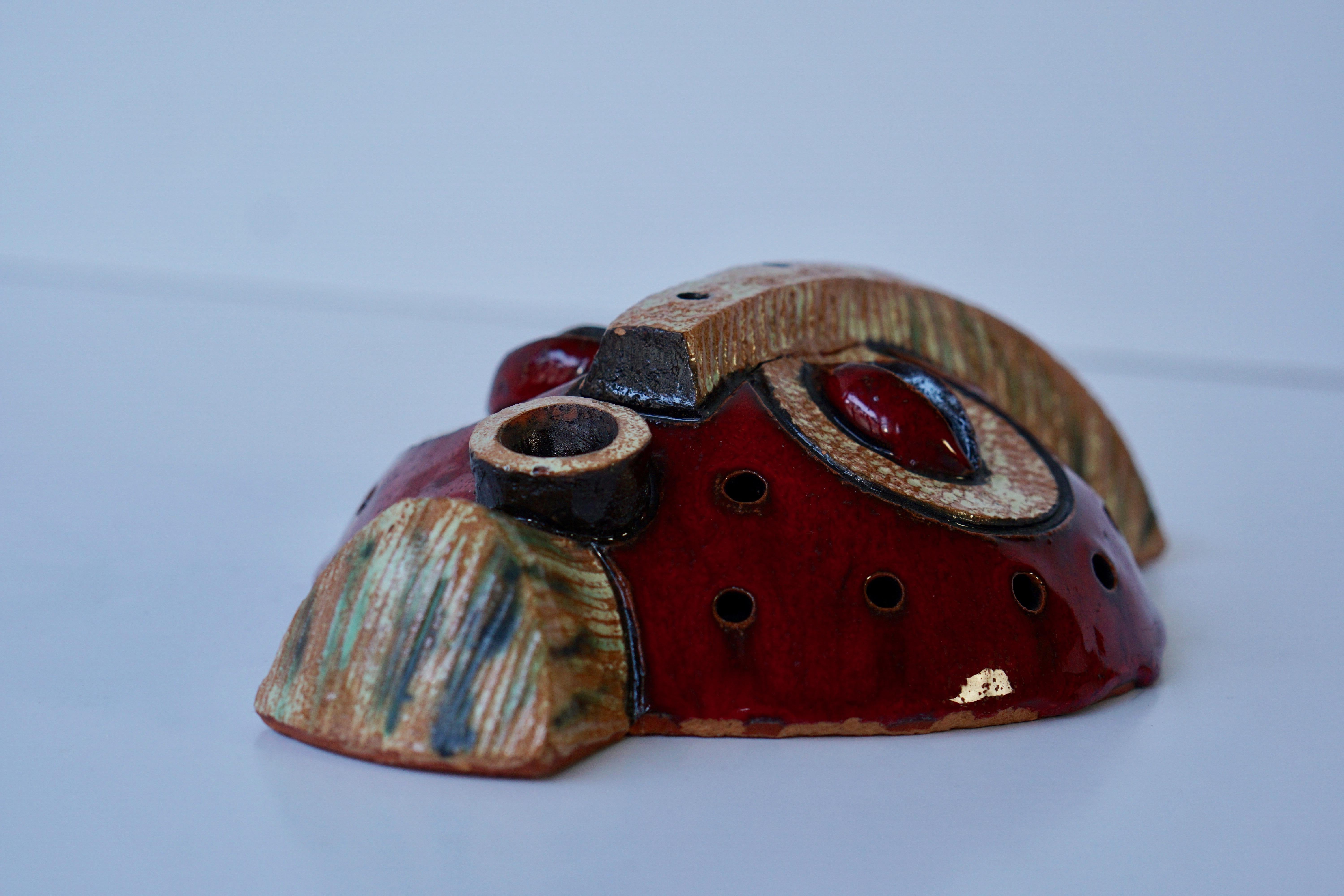 Afrikanische Keramik-Stammesmaske aus dem Kongo 4