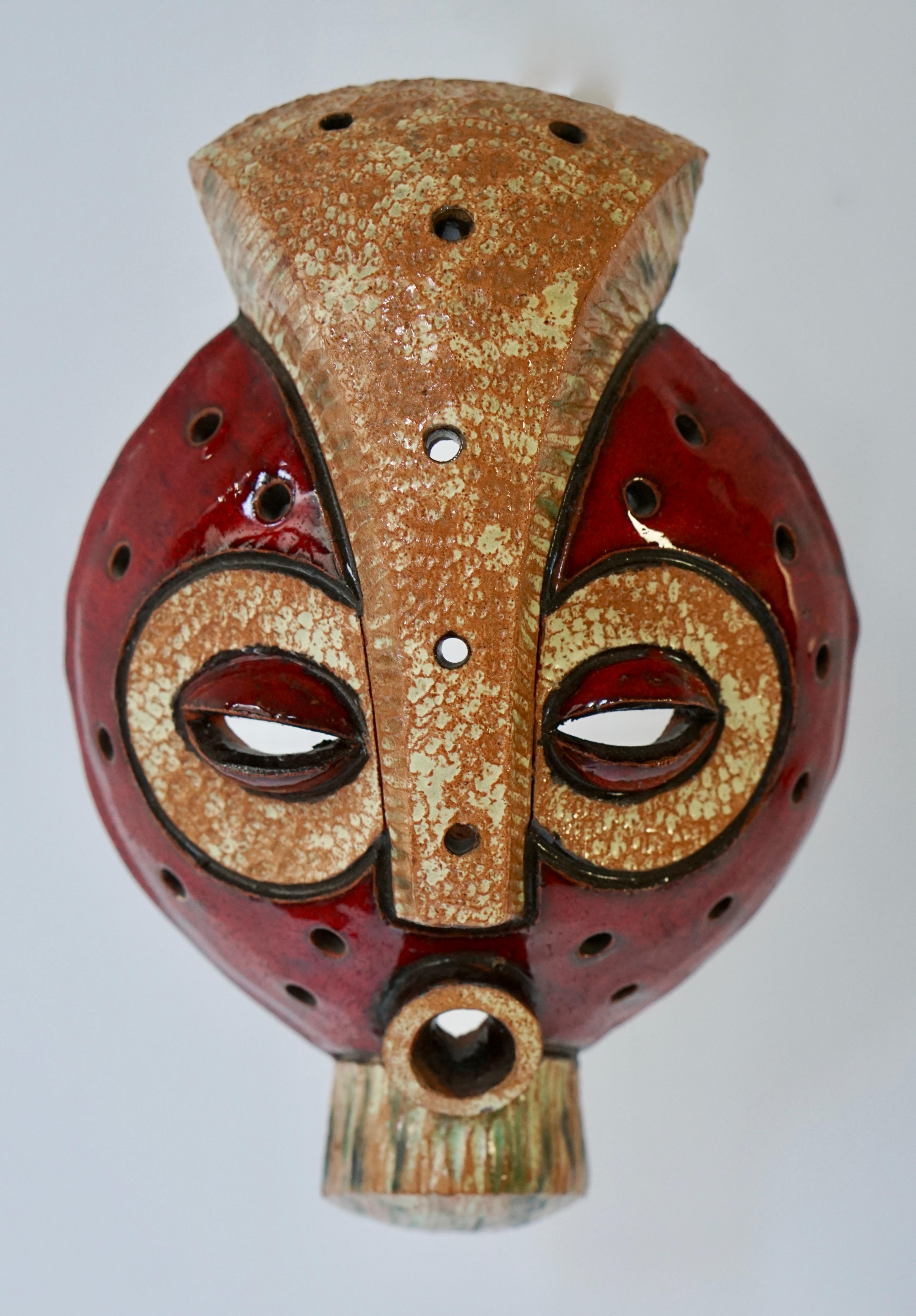 Congolese African Ceramic Tribal Mask from Congo
