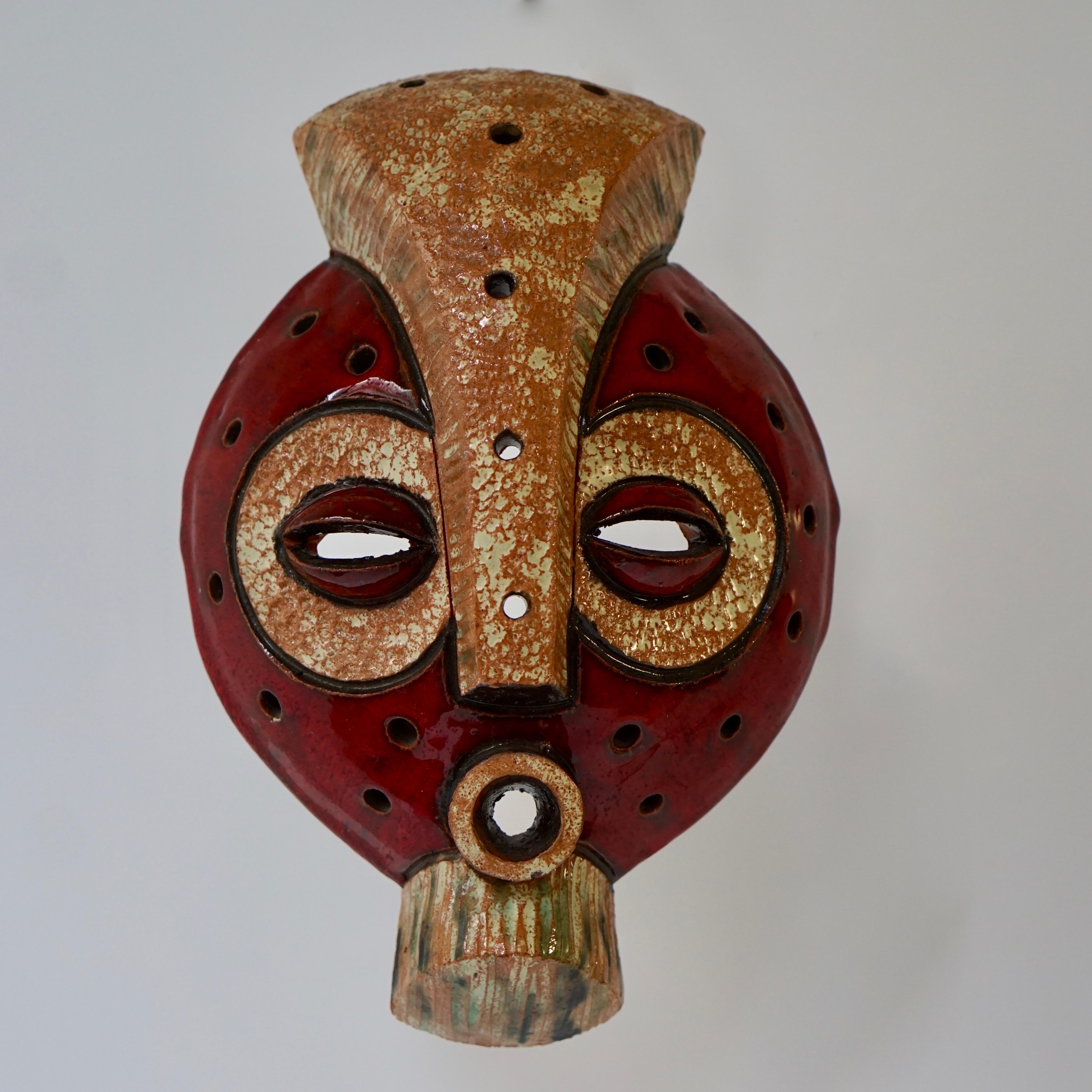 African Ceramic Tribal Mask from Congo In Good Condition In Antwerp, BE