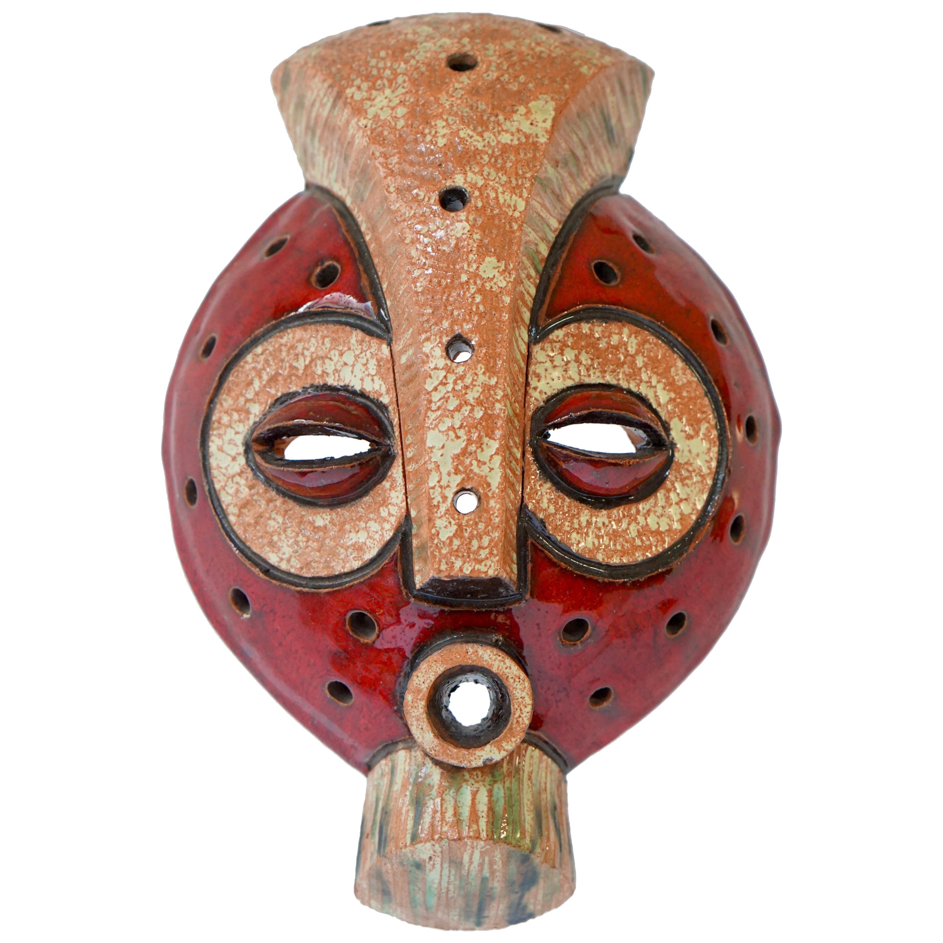 Afrikanische Keramik-Stammesmaske aus dem Kongo