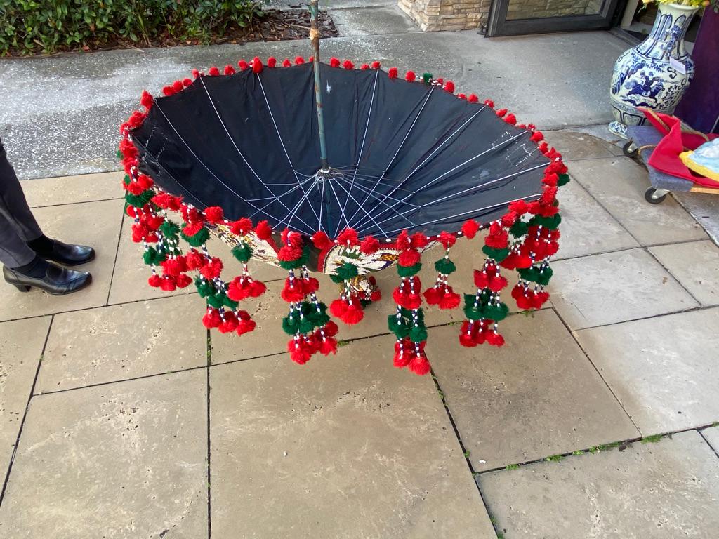 Hand-Crafted African Ceremonial Beaded Umbrella