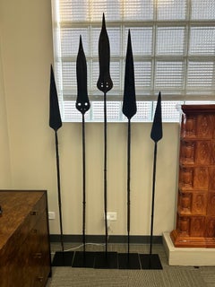 Spears de cérémonie africaines en fer et en bois