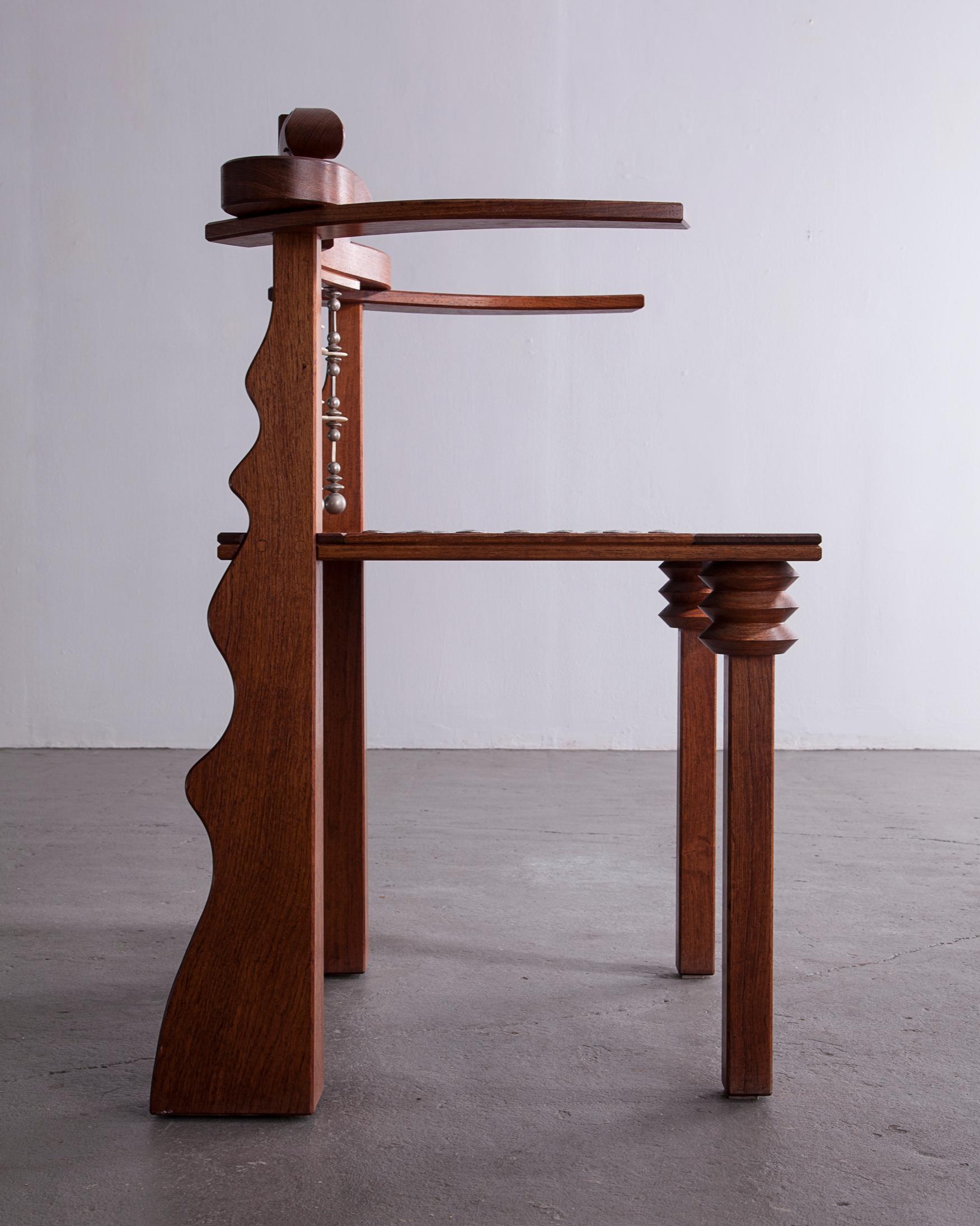Modern African Chair in Claro Walnut and Beads by Garry Knox Bennett, 1988