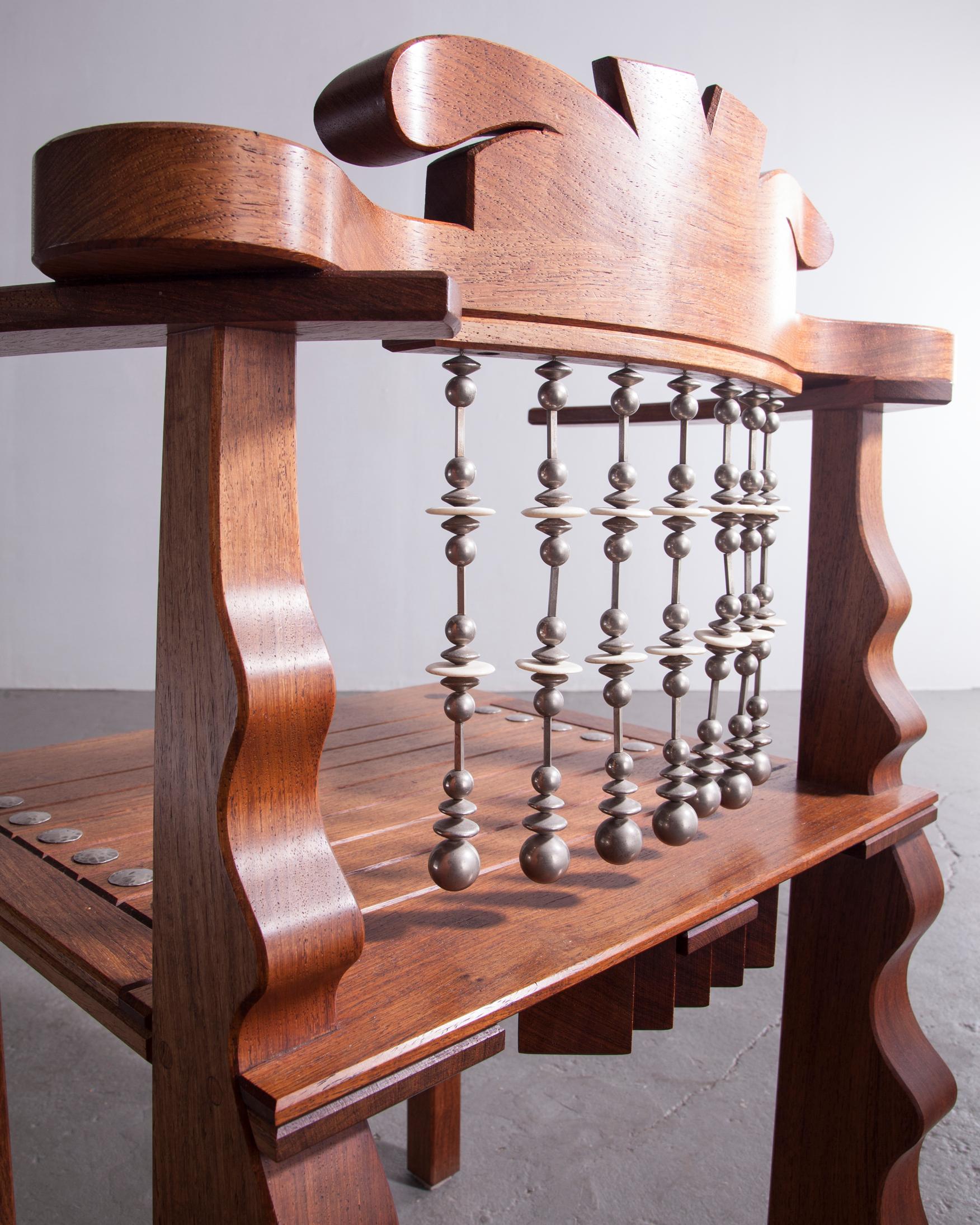 American African Chair in Claro Walnut and Beads by Garry Knox Bennett, 1988