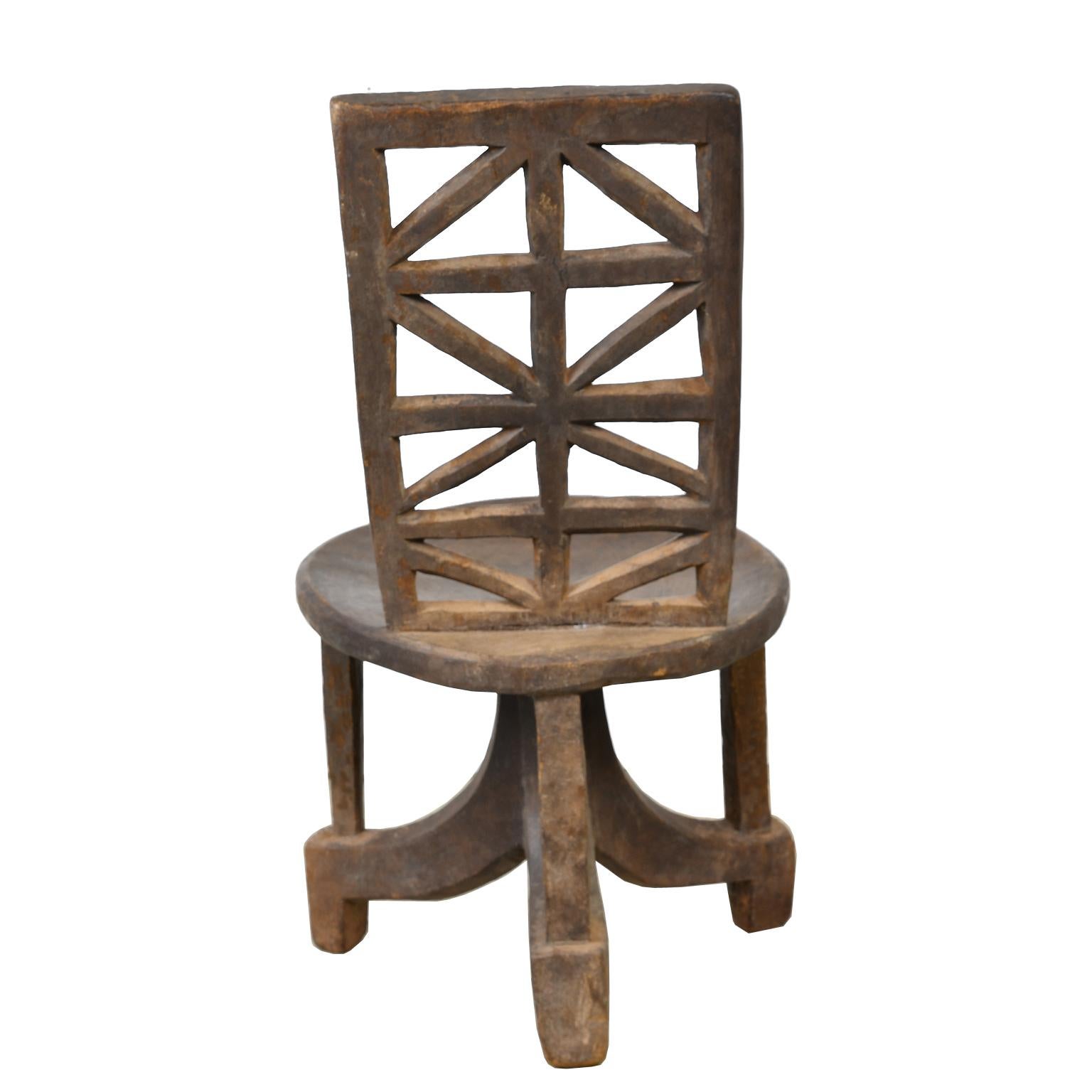 Ethiopian African Chieftain Chair from Gurage Tribe in Ethiopia, circa Early 1900's
