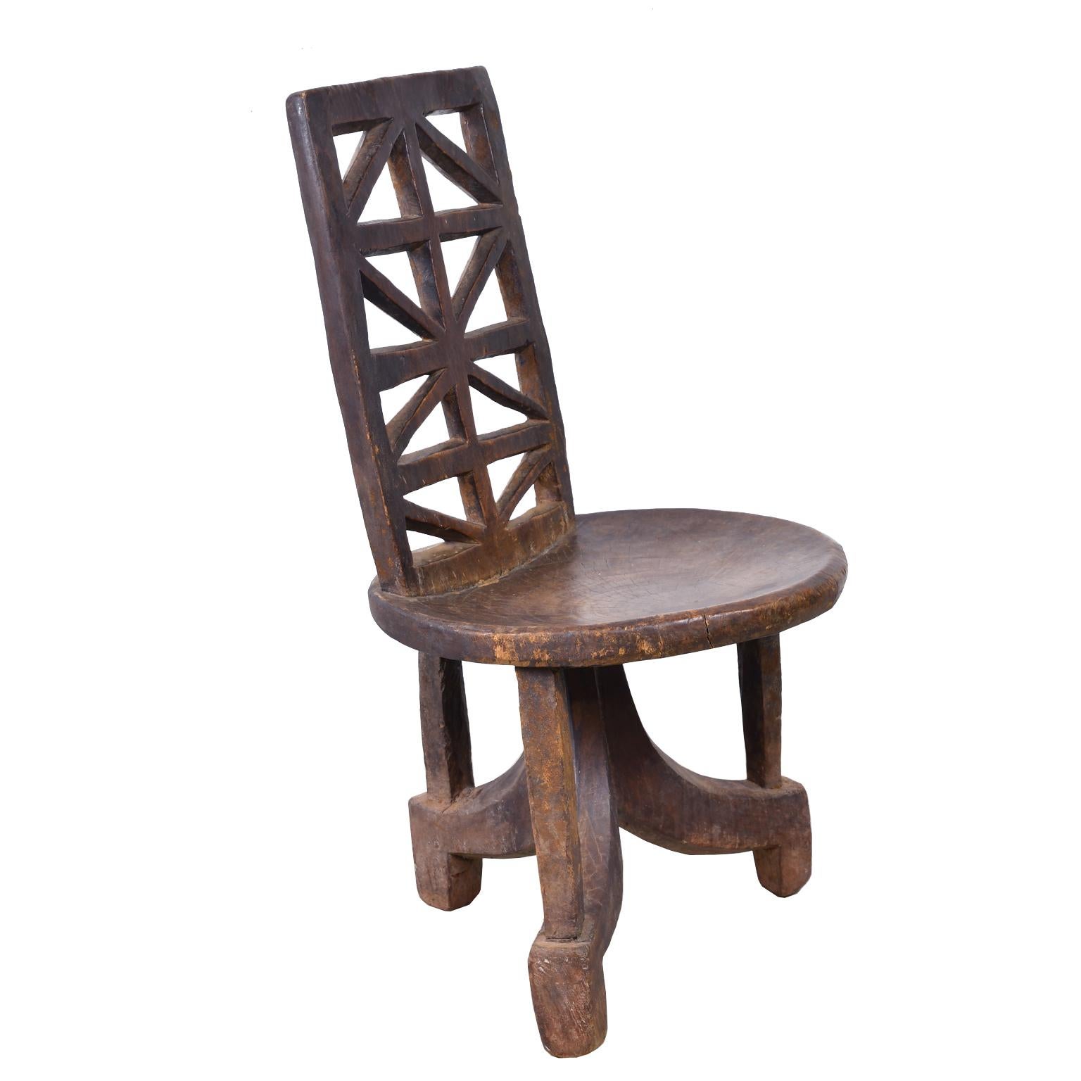 African Chieftain Chair from Gurage Tribe in Ethiopia, circa Early 1900's In Good Condition In Miami, FL