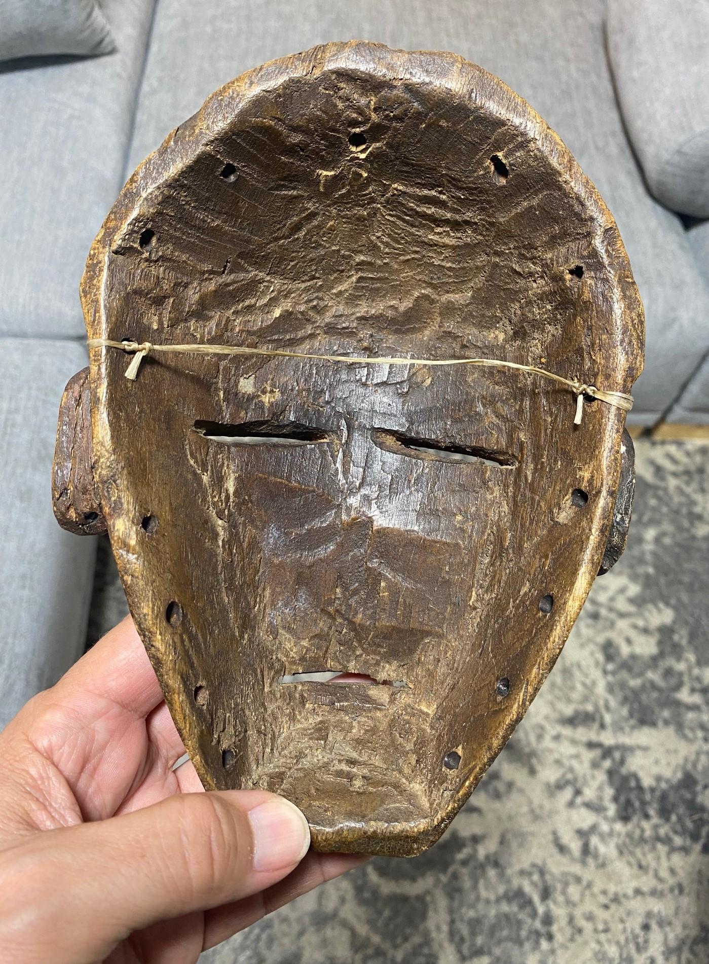 African Chokwe Wood Hand Carved Folk Art Initiation Ceremony Ancestral Mask For Sale 9