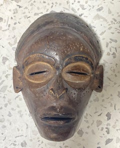 African Chokwe Wood Hand Carved Folk Art Initiation Ceremony Ancestral Mask