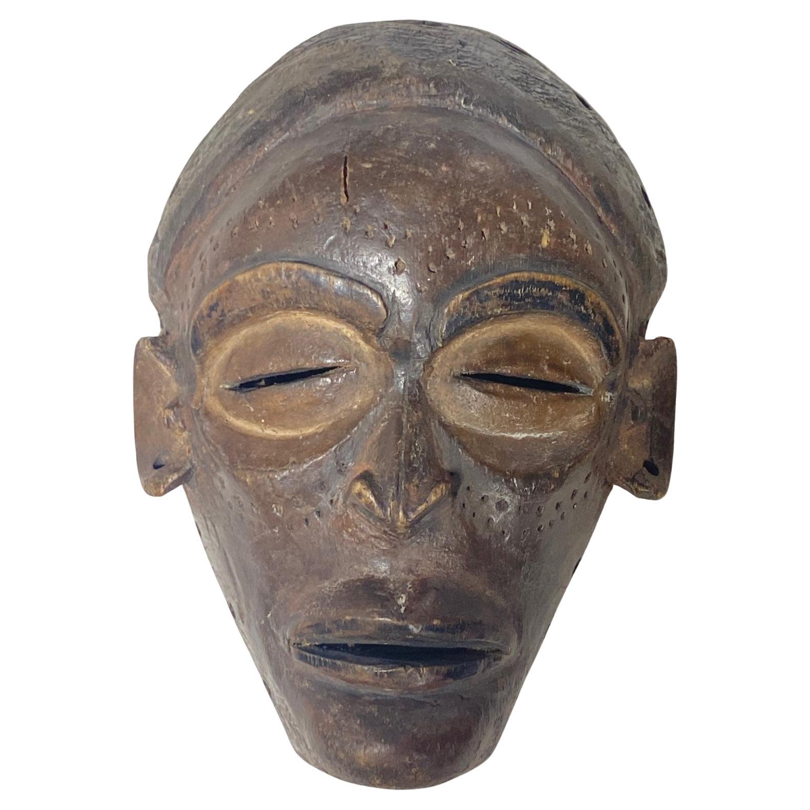 African Chokwe Wood Hand Carved Folk Art Initiation Ceremony Ancestral Mask For Sale