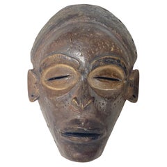 African Chokwe Wood Hand Carved Folk Art Initiation Ceremony Ancestral Mask