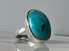 African chrysocolla malachite silver ring