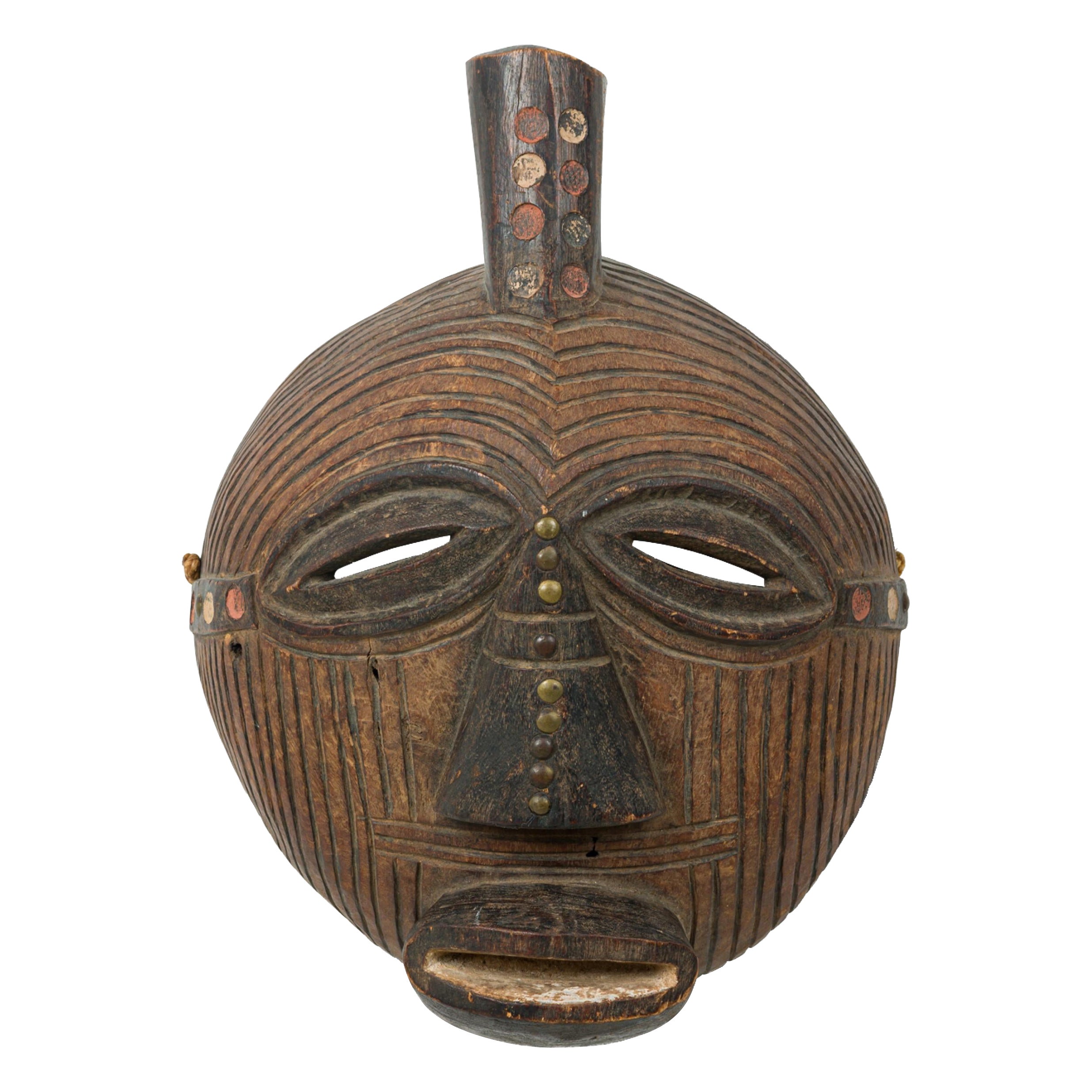 African Congo 20th Century Carved
Painted Wood Songye Kfwebe Face Mask