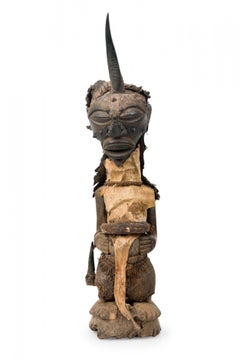 African Congo 20th Century Carved Wood Songye Fetish Figure