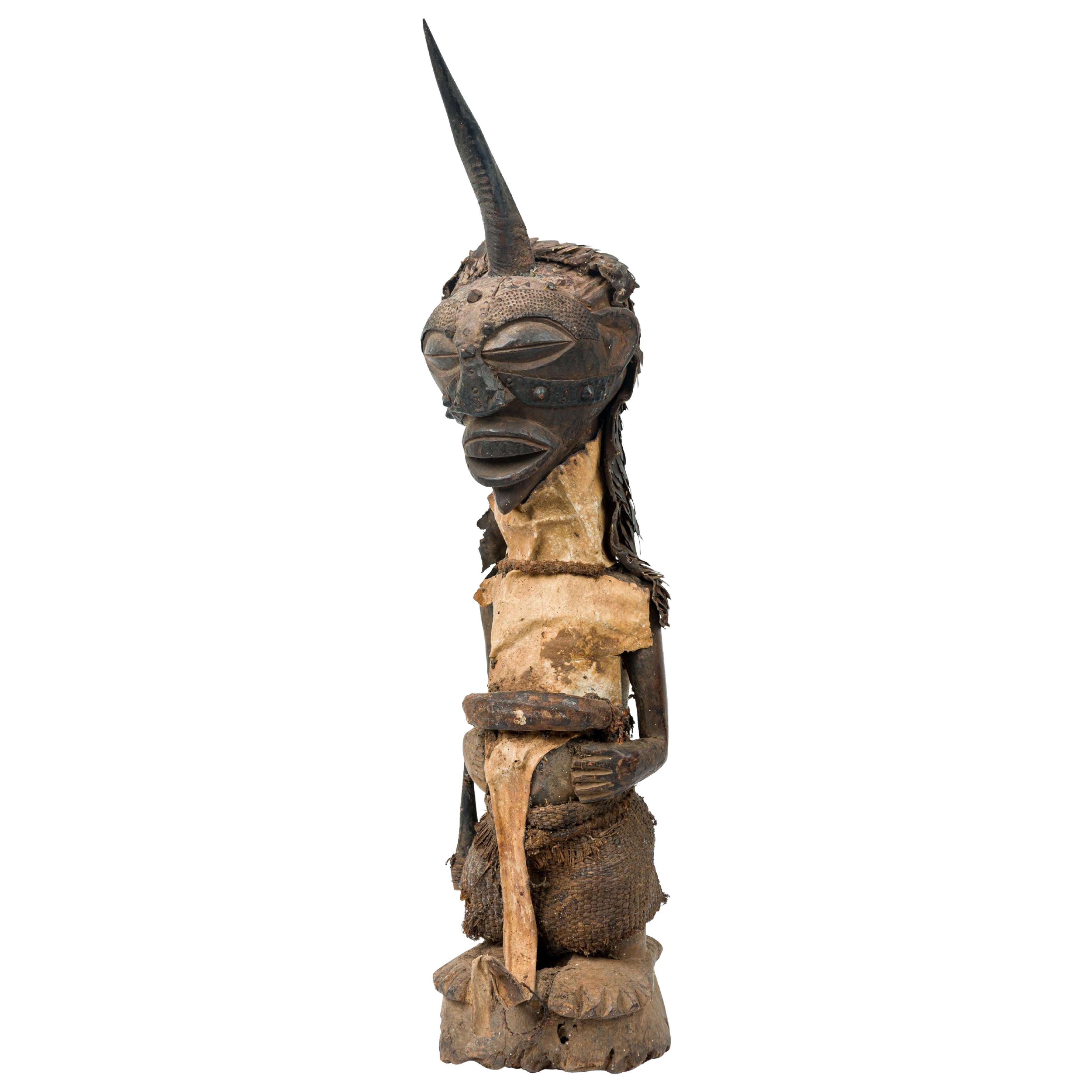 African Congo 20th Century Carved Wood Songye Fetish Figure
