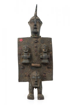 Africano Congo Siglo XX Madera Tallada Songye Kwfebe Placa Figural